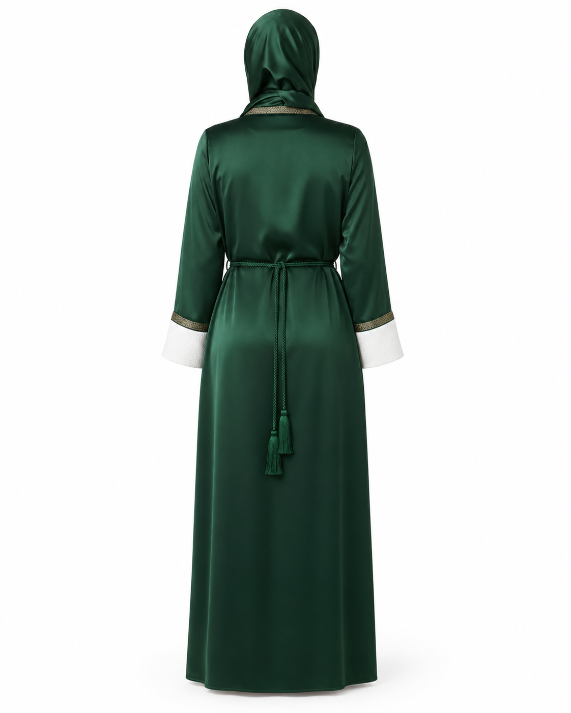 Zohroze Emerald Green Satin Jacket Abaya