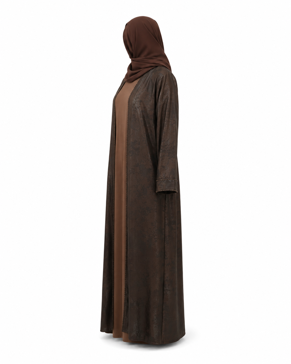 Zohroze Earth-Toned Mocha Print Abaya