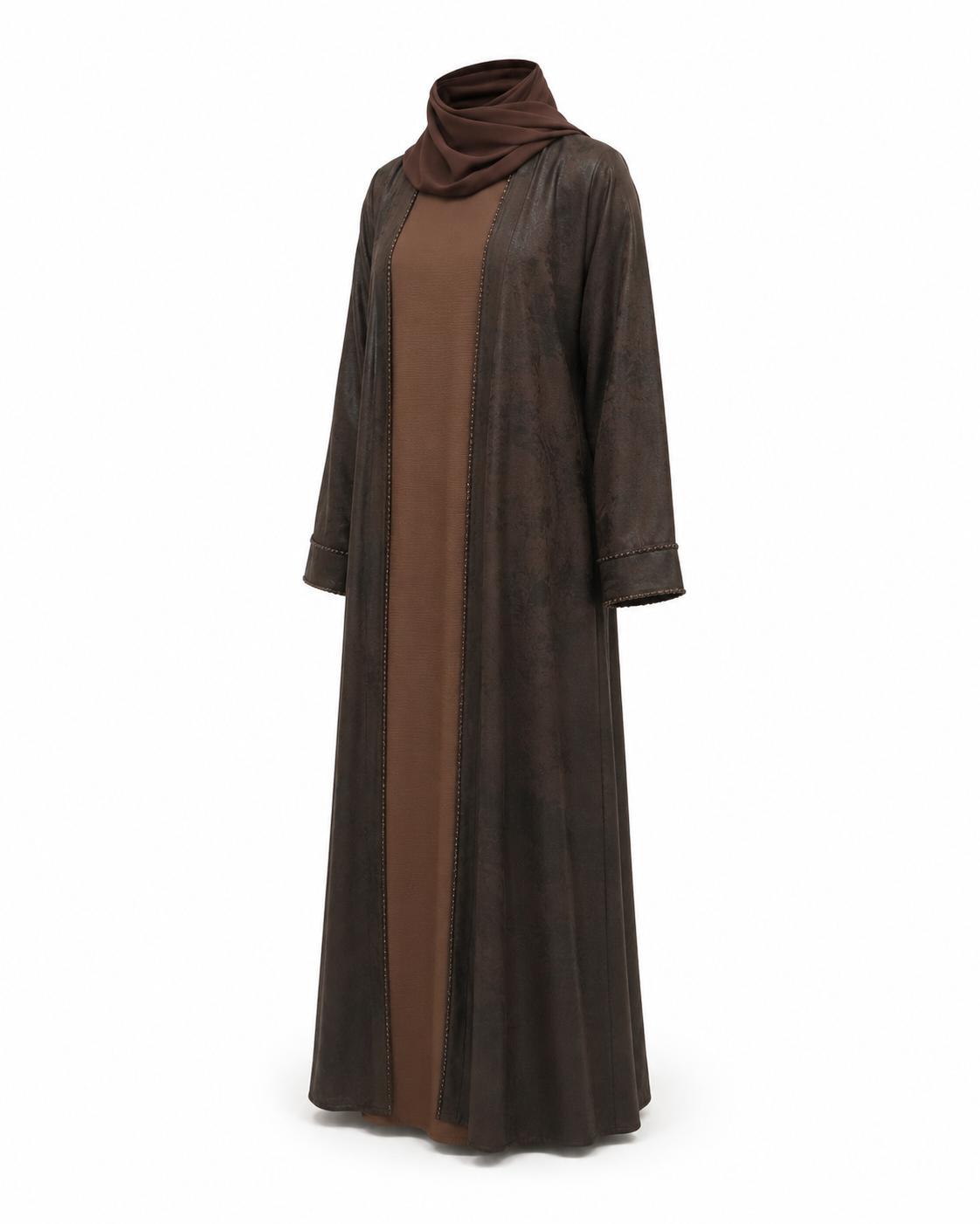 Zohroze Earth-Toned Mocha Print Abaya
