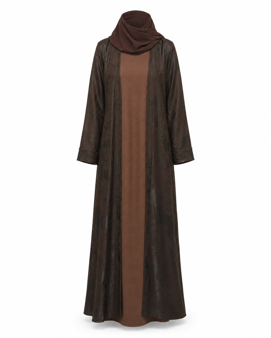 Zohroze Earth-Toned Mocha Print Abaya