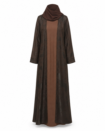 Zohroze Earth-Toned Mocha Print Abaya