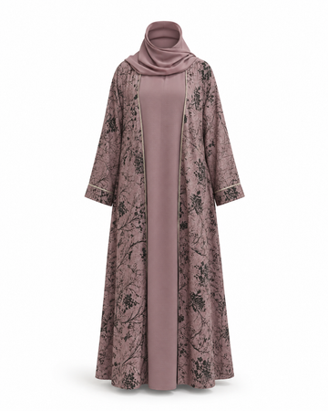 Zohroze Dusty Pink Botanical Abaya