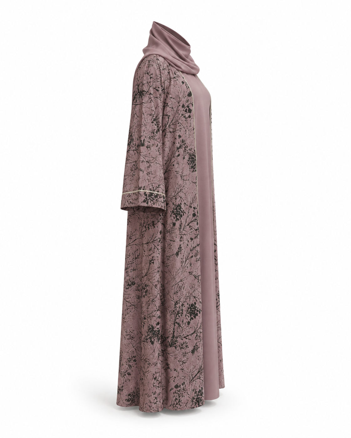 Zohroze Dusty Pink Botanical Abaya