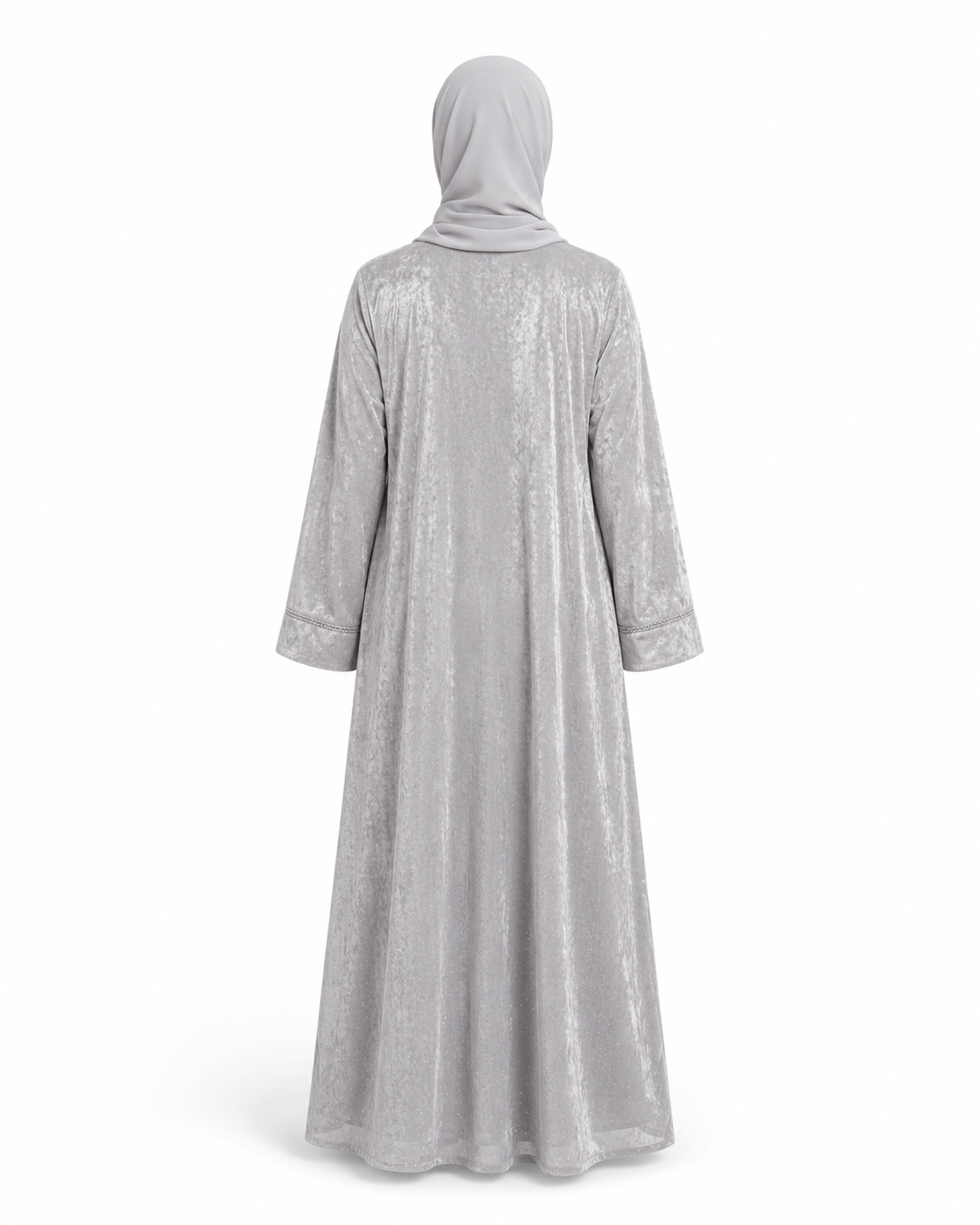 Zohroze Grey Mist Diamond Embellished Kimono Abaya