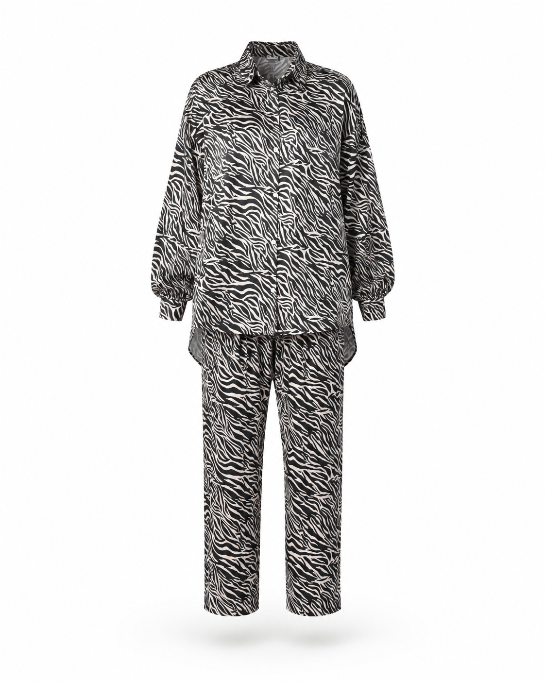 Zohroze Zebra Print Co-Ord Set – Black & Brown