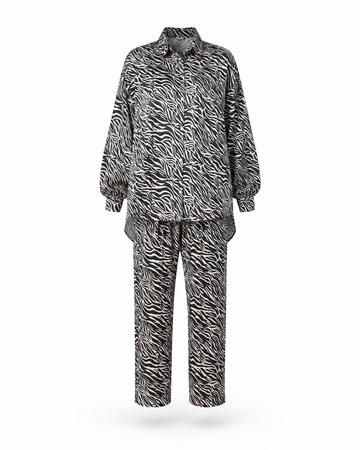 Zohroze Zebra Print Co-Ord Set – Black & Brown