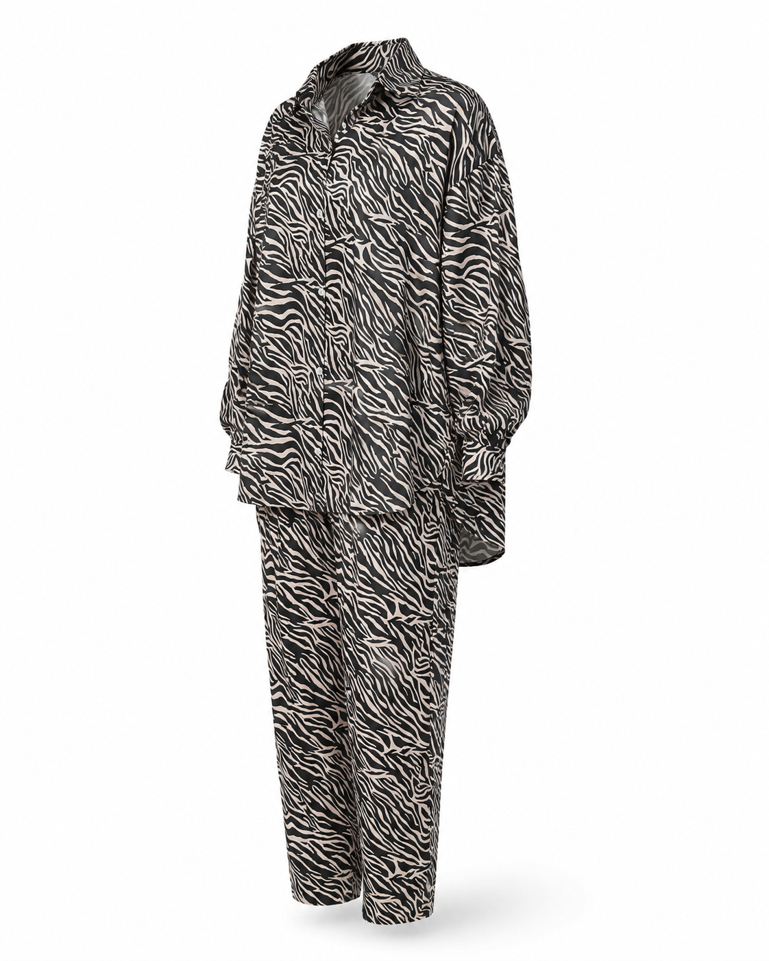 Zohroze Zebra Print Co-Ord Set – Black & Brown