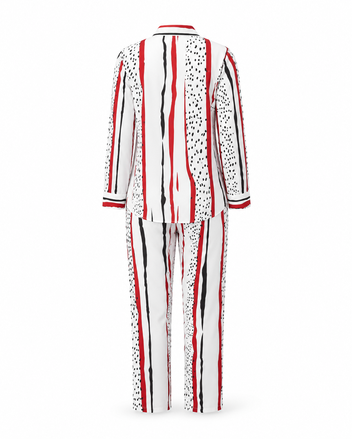 Zohroze Art Stripe Co-Ord Set – White & Red