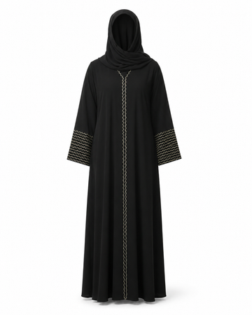 Zohroze Noir Black Embroidered Abaya