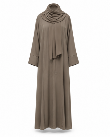Zohroze Espresso Taupe Structured Panel Abaya