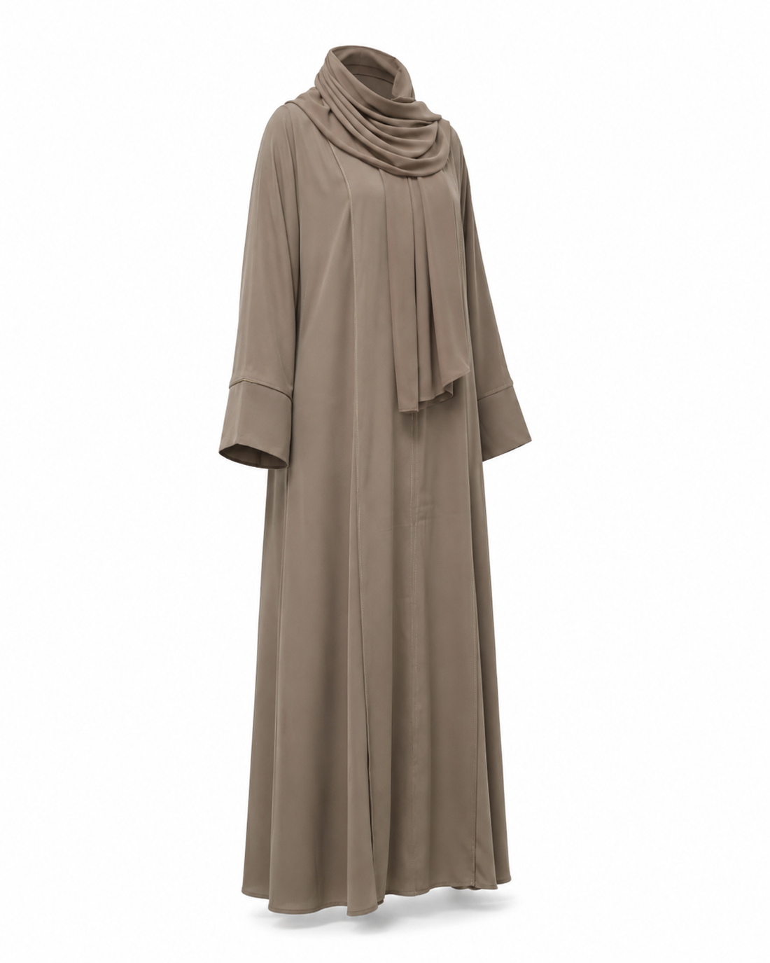 Zohroze Espresso Taupe Structured Panel Abaya