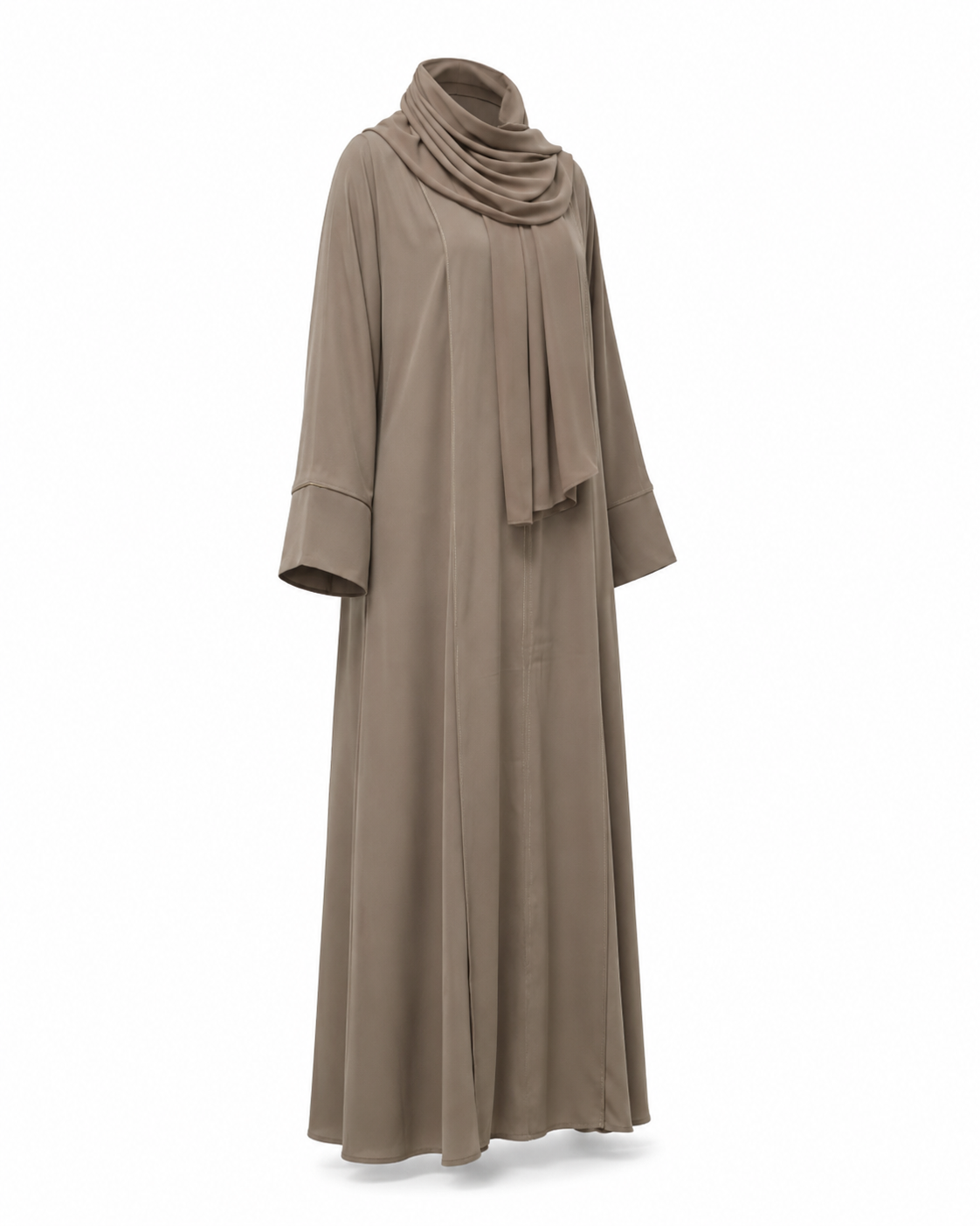 Zohroze Espresso Taupe Structured Panel Abaya