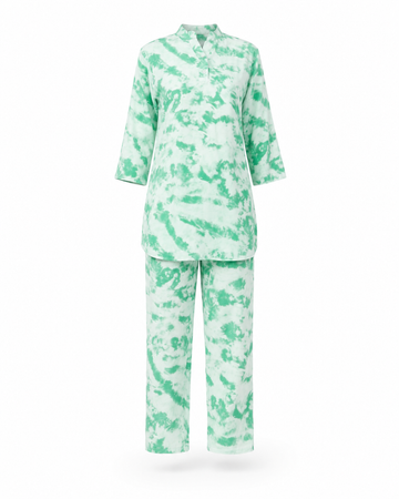 Zohroze Mint Aura Tie-Dye Kurti Co-Ord Set