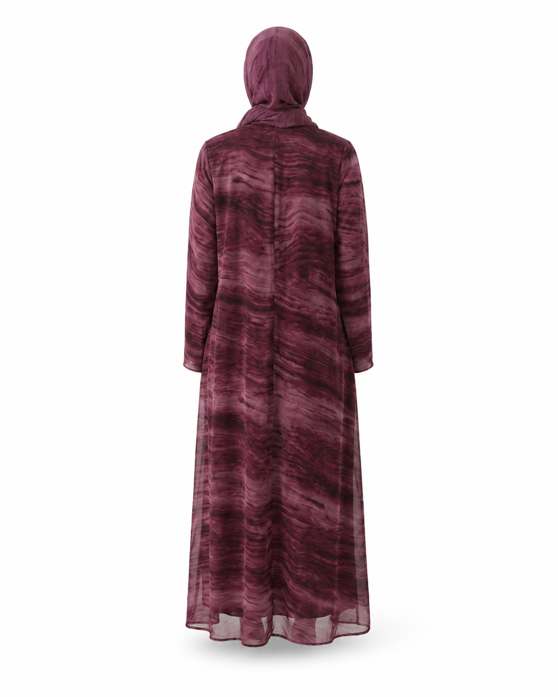 Zohroze Enchanting Wine Marble Abaya