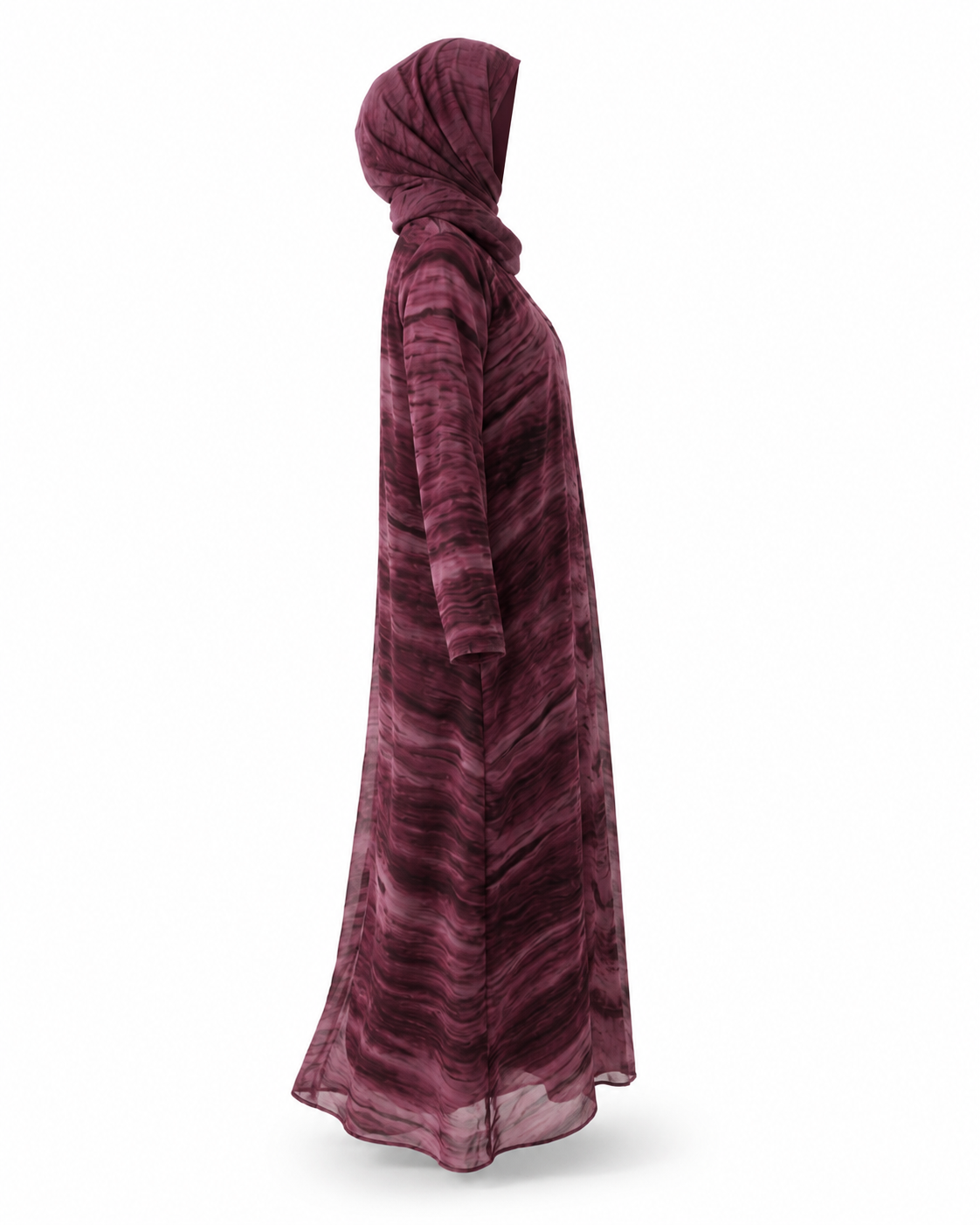 Zohroze Enchanting Wine Marble Abaya