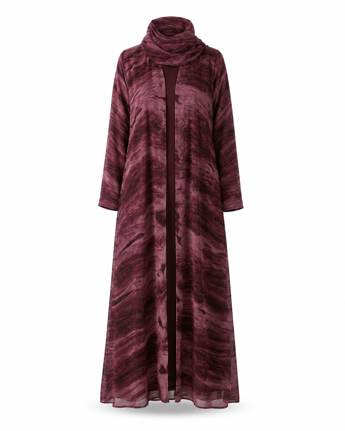 Zohroze Enchanting Wine Marble Abaya