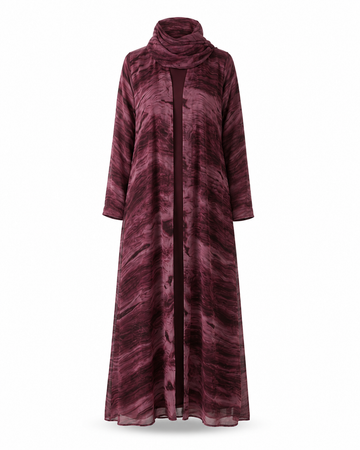 Zohroze Enchanting Wine Marble Abaya