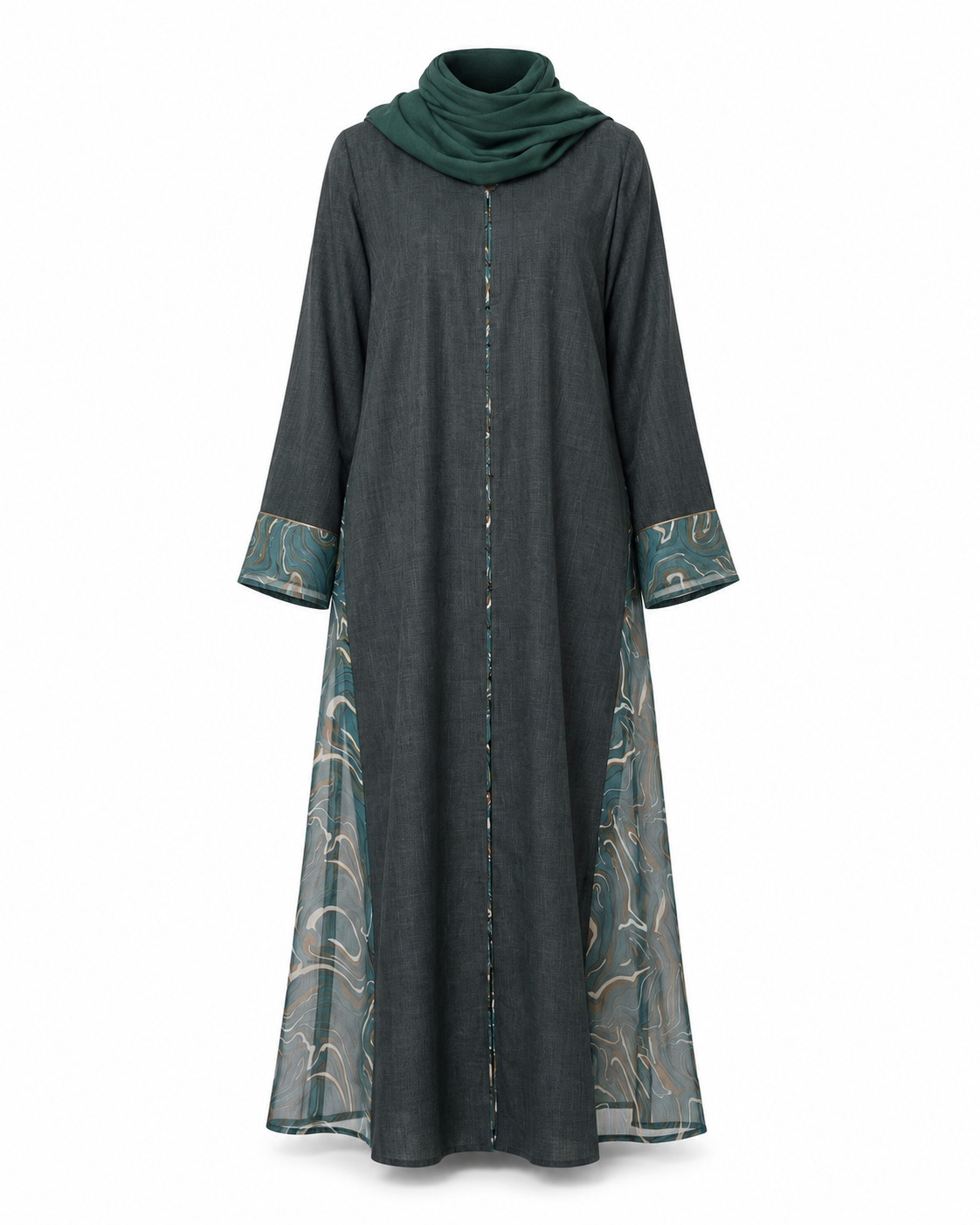 Zohroze Emerald Fusion Abaya – Green