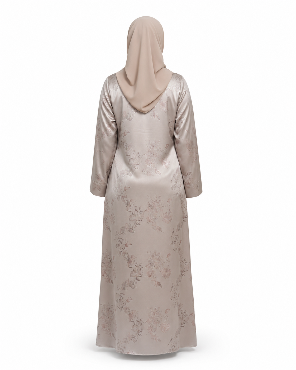 CZohroze Champagne Beige Foil Print Abaya
