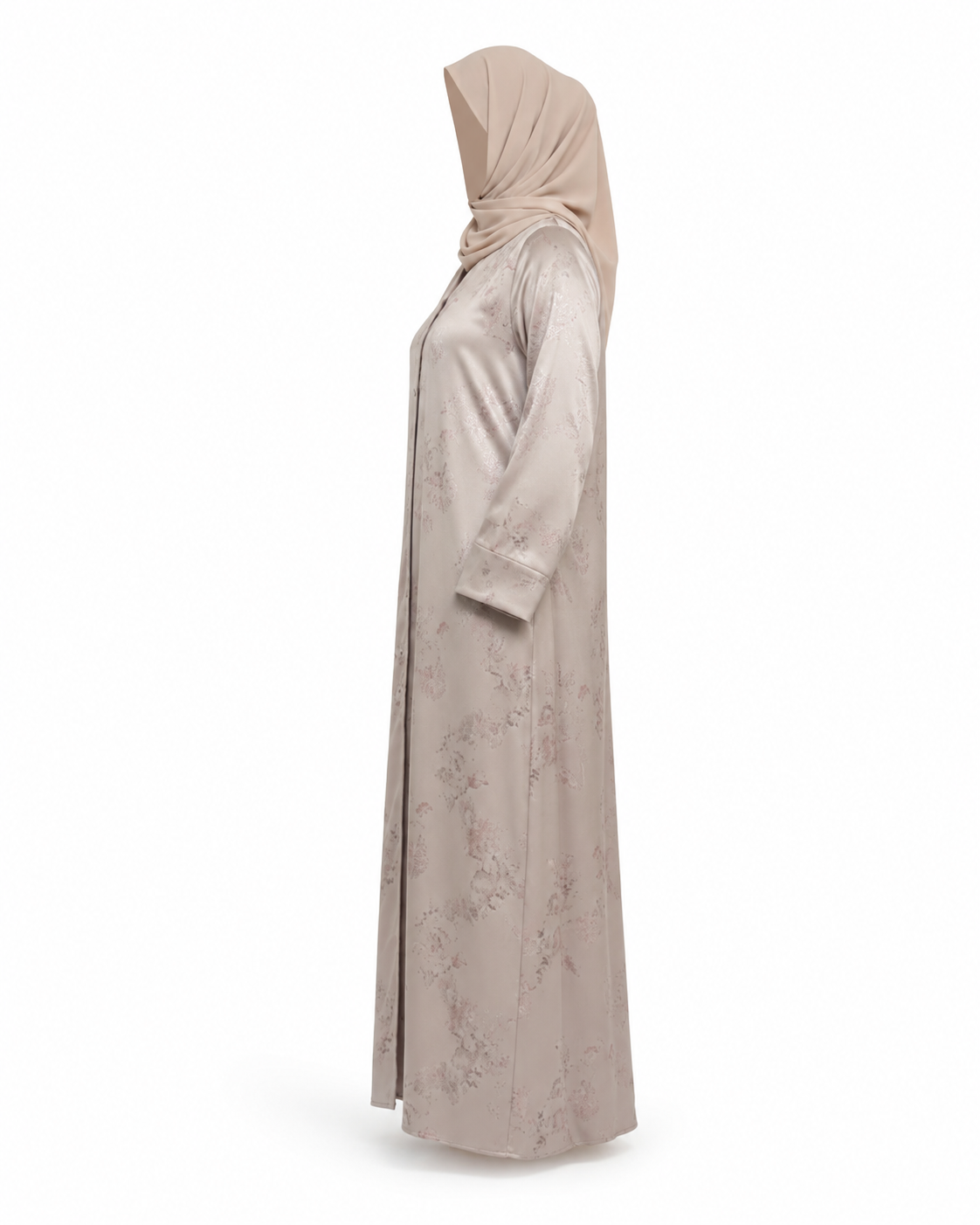 CZohroze Champagne Beige Foil Print Abaya