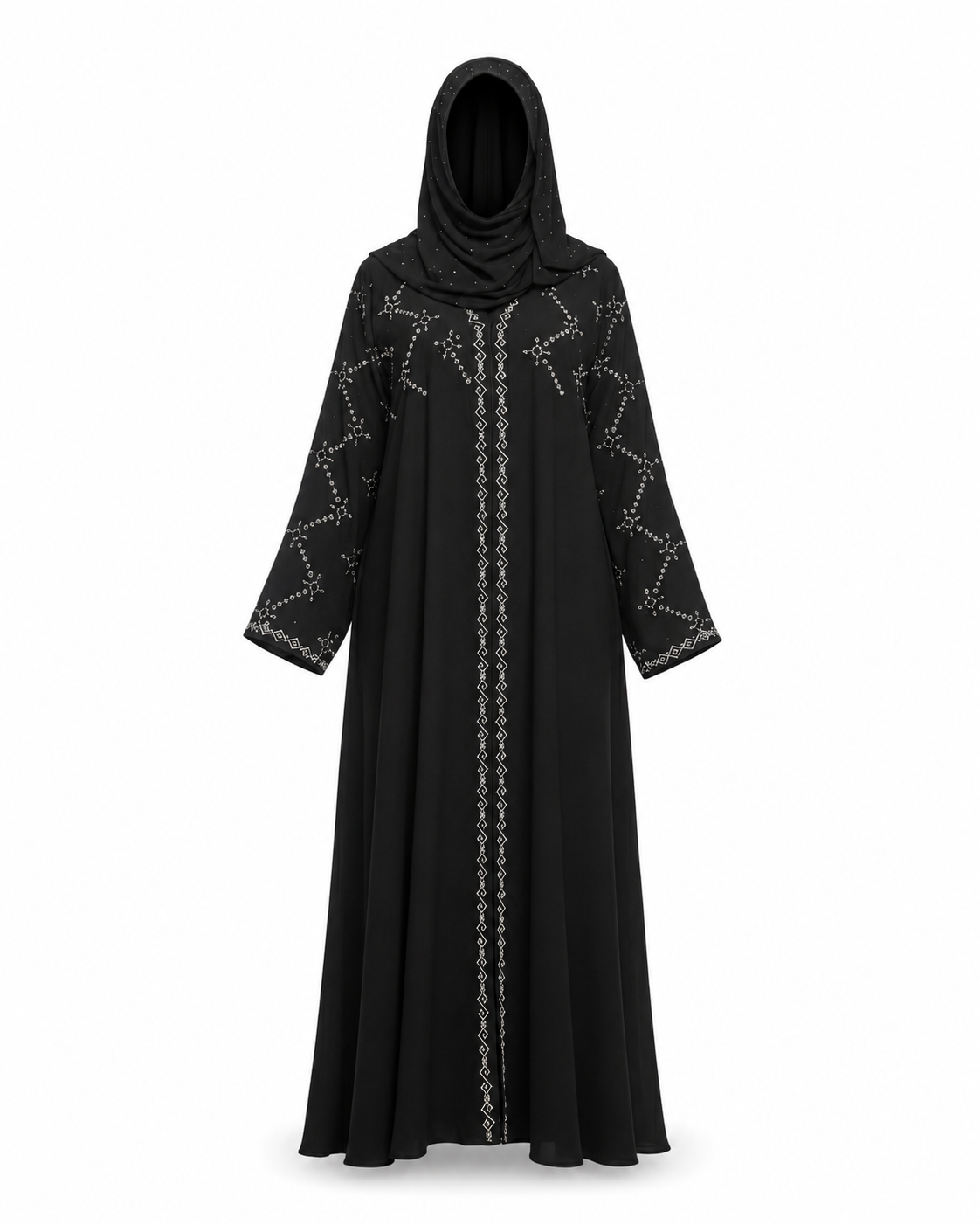 Zohroze Crystal Embellished Black Abaya