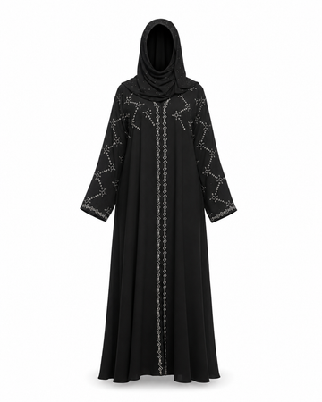 Zohroze Crystal Embellished Black Abaya