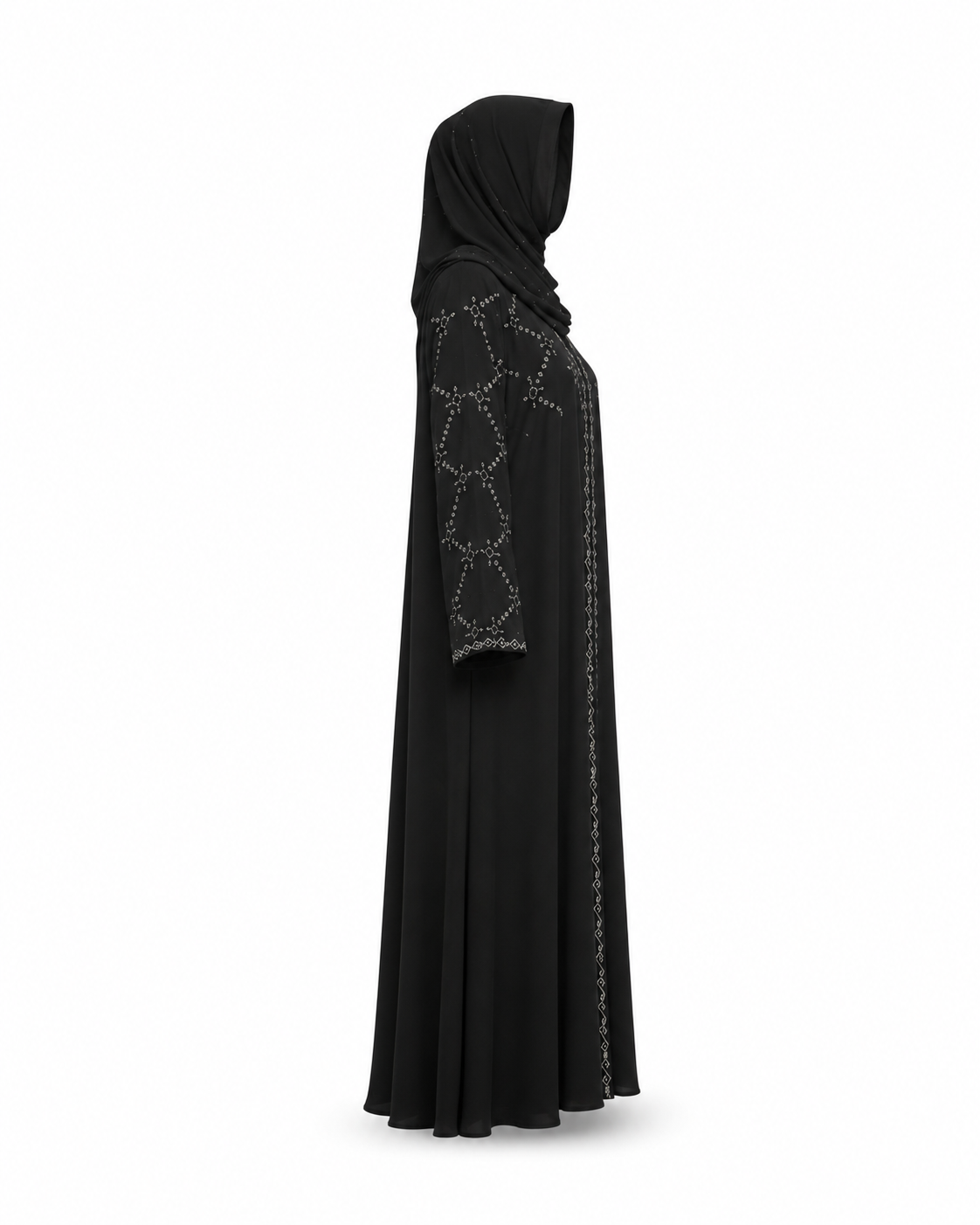 Zohroze Crystal Embellished Black Abaya