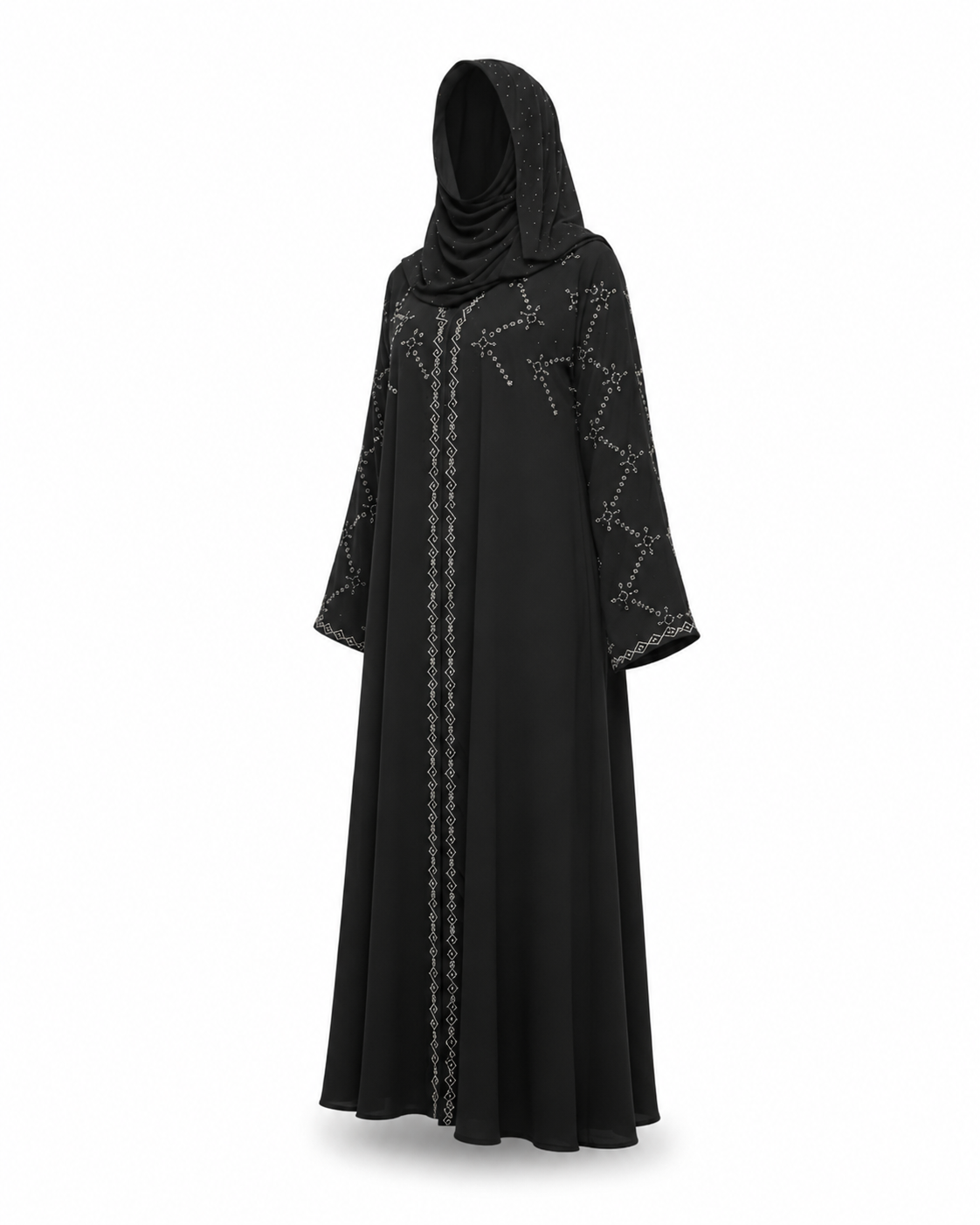 Zohroze Crystal Embellished Black Abaya