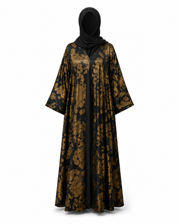 Zohroze Bronze Abstract Print Abaya
