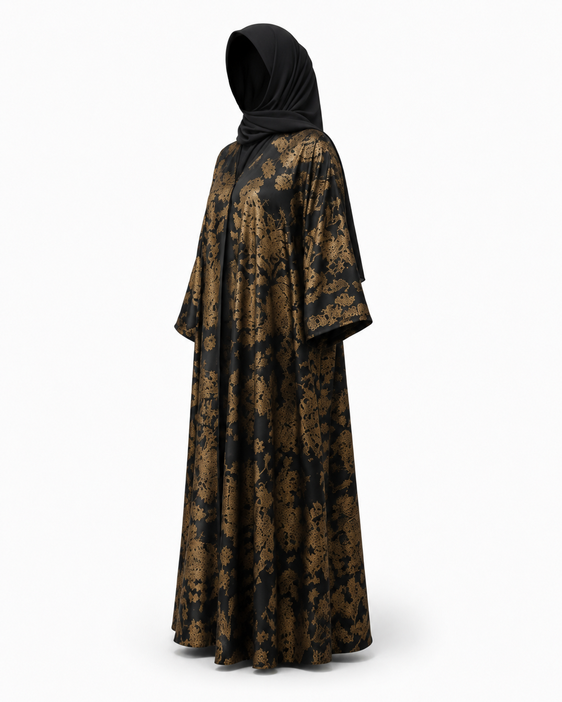 Zohroze Bronze Abstract Print Abaya