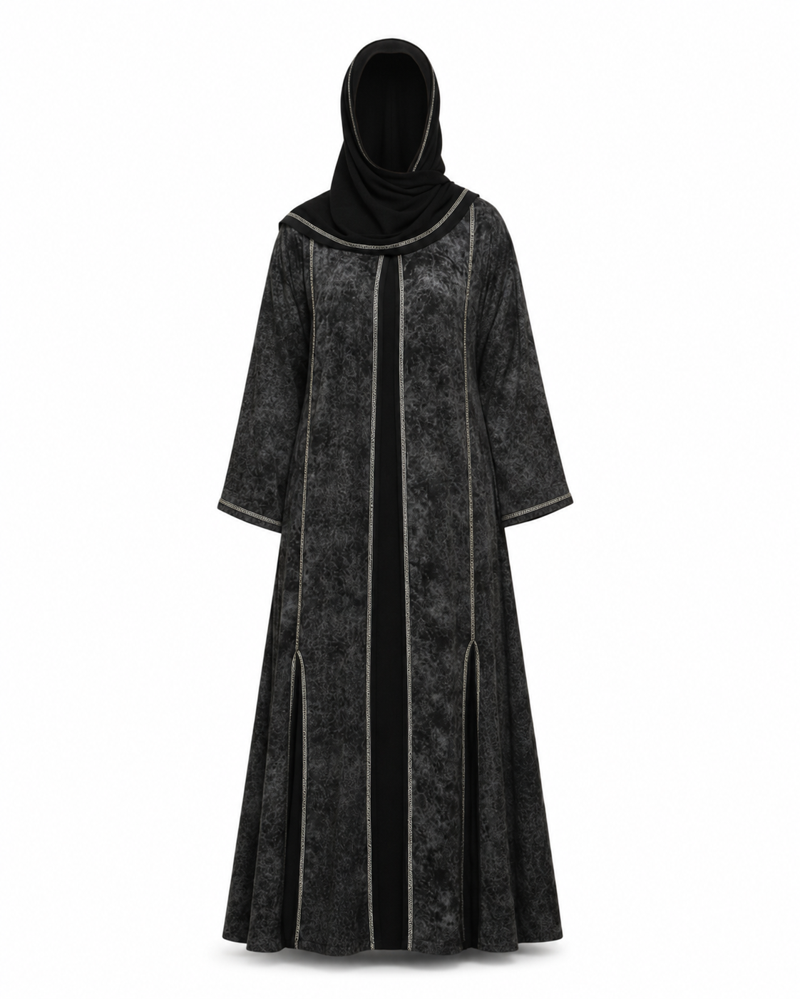 Zohroze Abstract Print Abaya – Black &amp; White