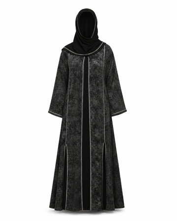Zohroze Abstract Print Abaya – Black &amp; White