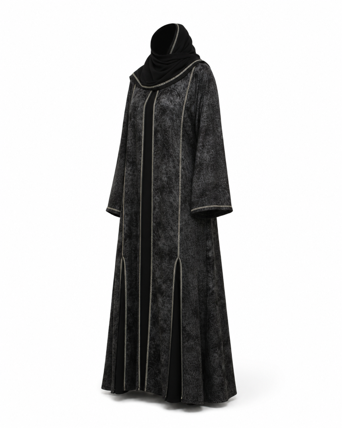 Zohroze Abstract Print Abaya – Black &amp; White