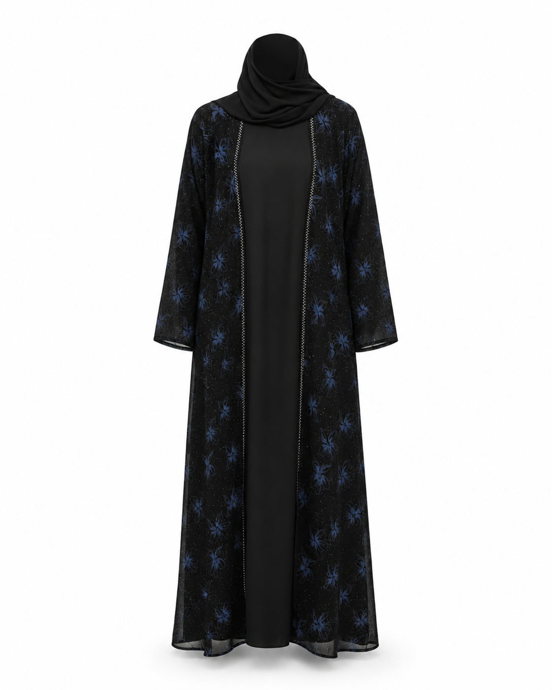 Zohroze Sapphire Blossom Abaya – Black