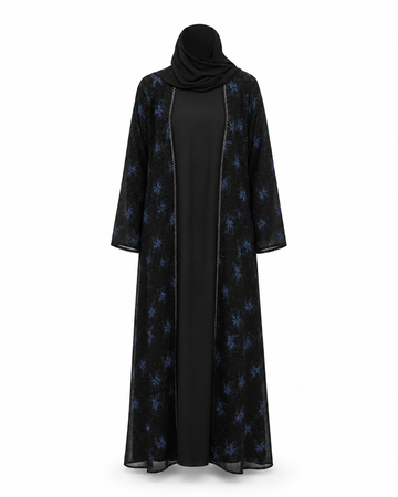 Zohroze Sapphire Blossom Abaya – Black