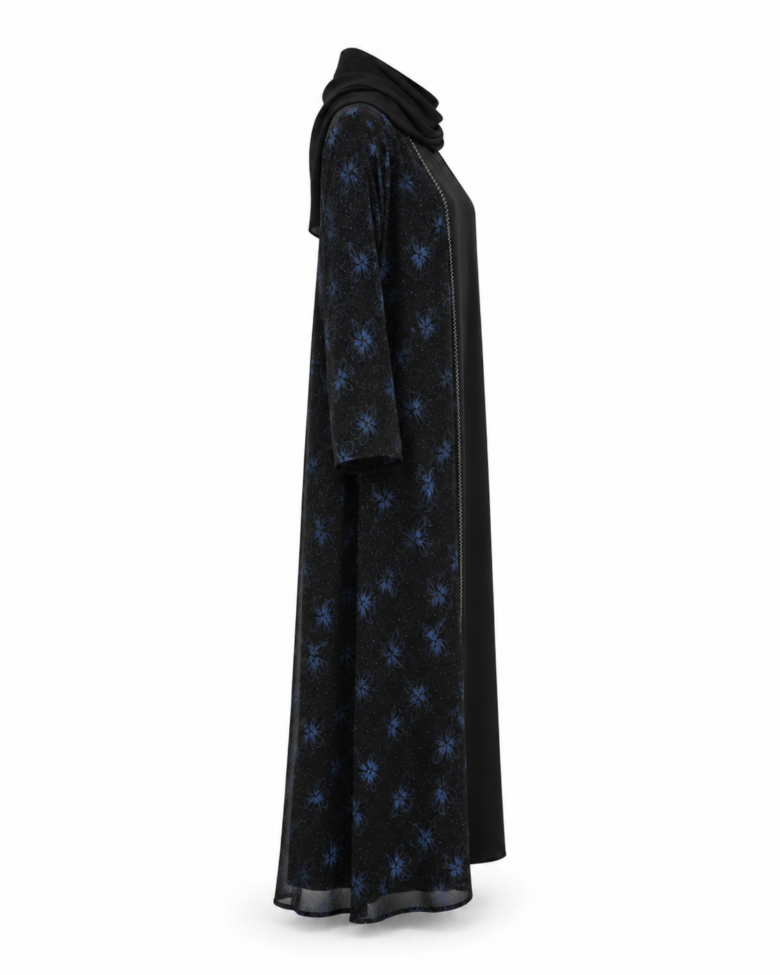 Zohroze Sapphire Blossom Abaya – Black