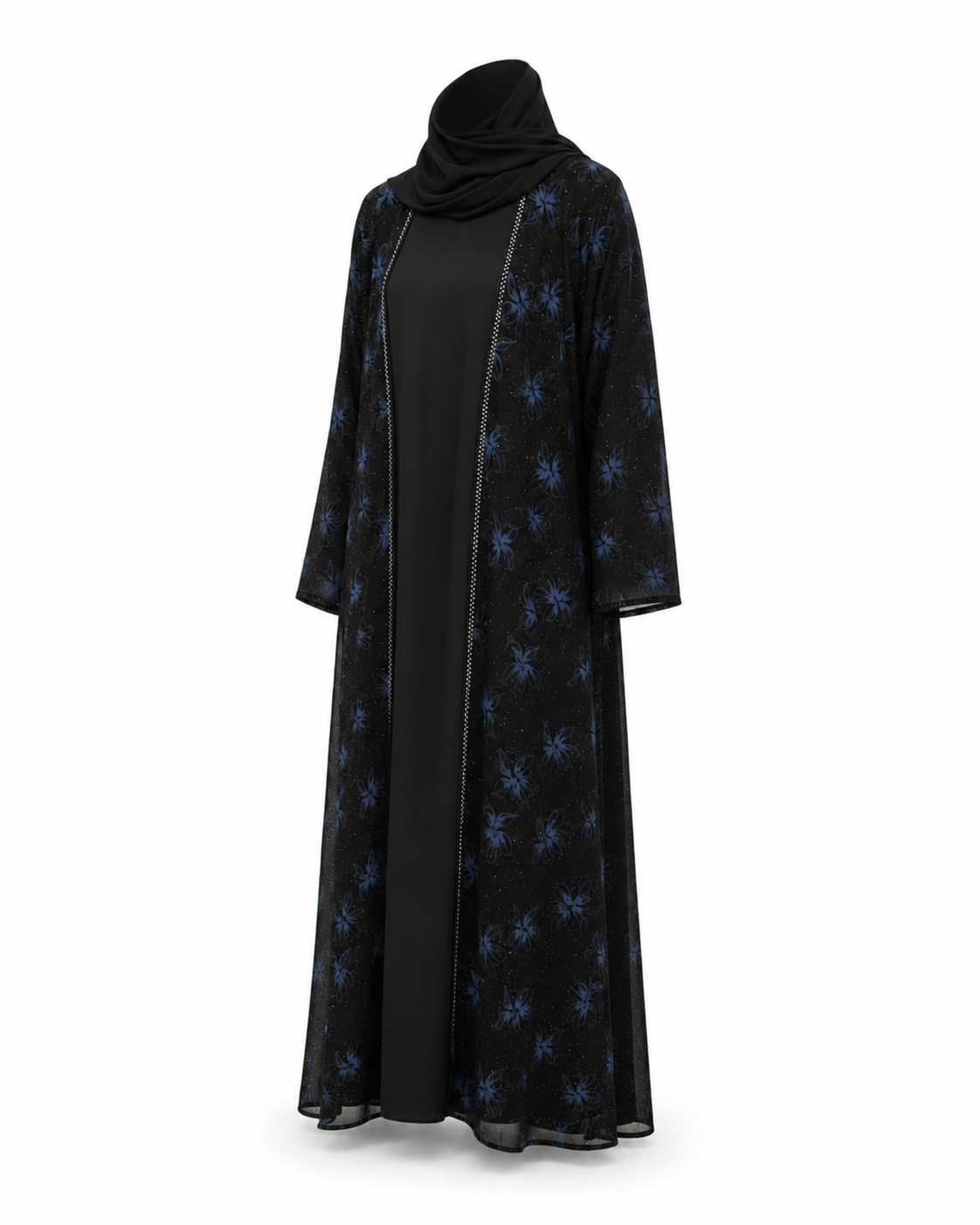 Zohroze Sapphire Blossom Abaya – Black