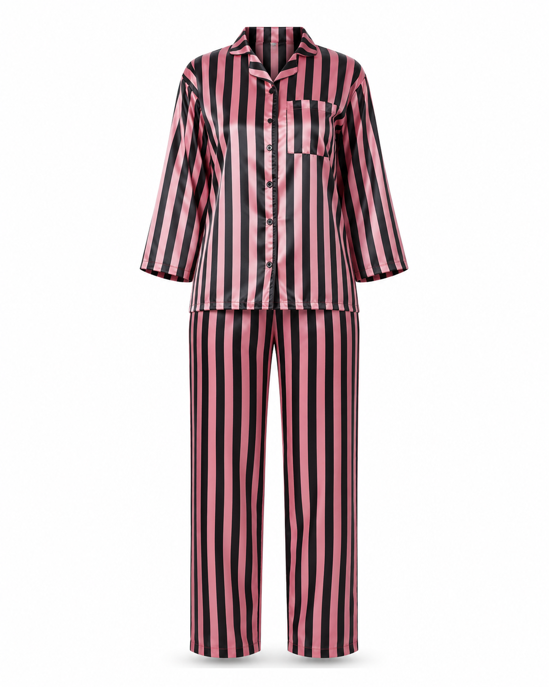 Zohroze Venetian Stripe Italian Satin Nightsuit Set
