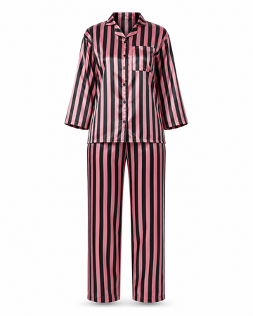 Zohroze Venetian Stripe Italian Satin Nightsuit Set