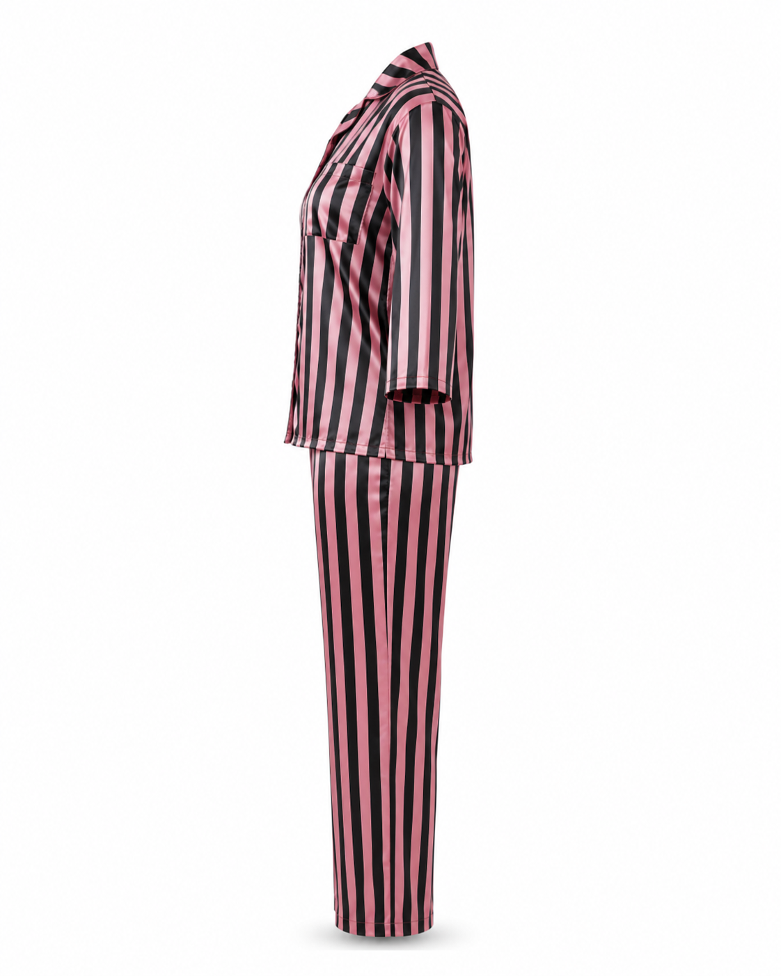 Zohroze Venetian Stripe Italian Satin Nightsuit Set