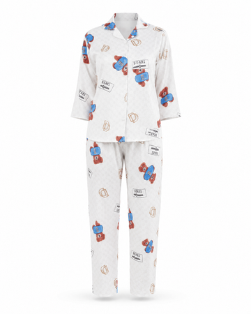 Zohroze Teddy Bear Love Printed Nightsuit Set