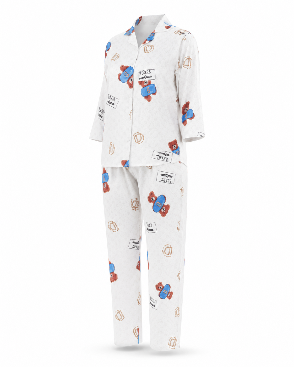 Zohroze Teddy Bear Love Printed Nightsuit Set
