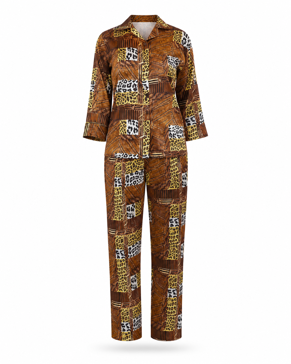Zohroze Savanna Patchwork Italian Satin Nightsuit Set