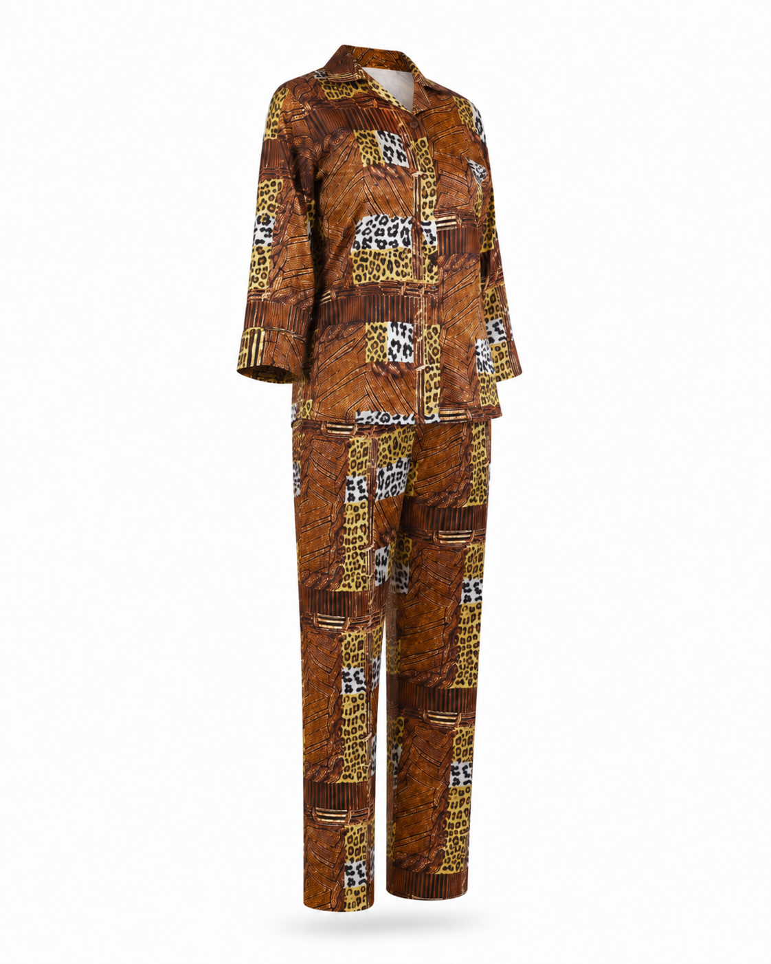 Zohroze Savanna Patchwork Italian Satin Nightsuit Set