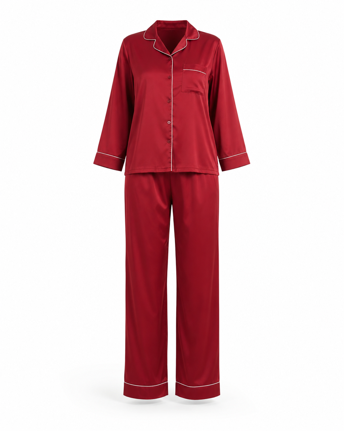 Zohroze Ruby Red Armani Satin Nightsuit Set