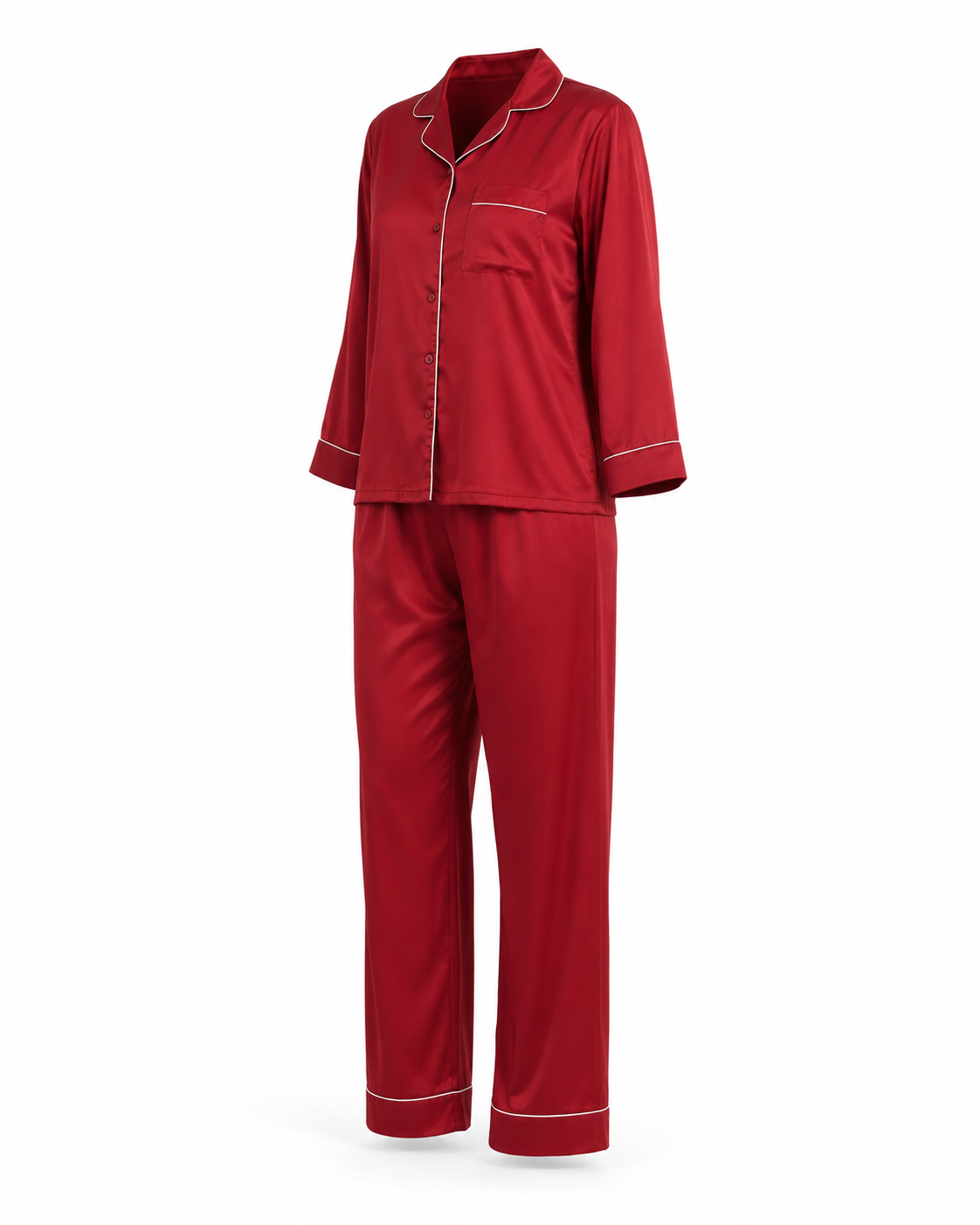 Zohroze Ruby Red Armani Satin Nightsuit Set