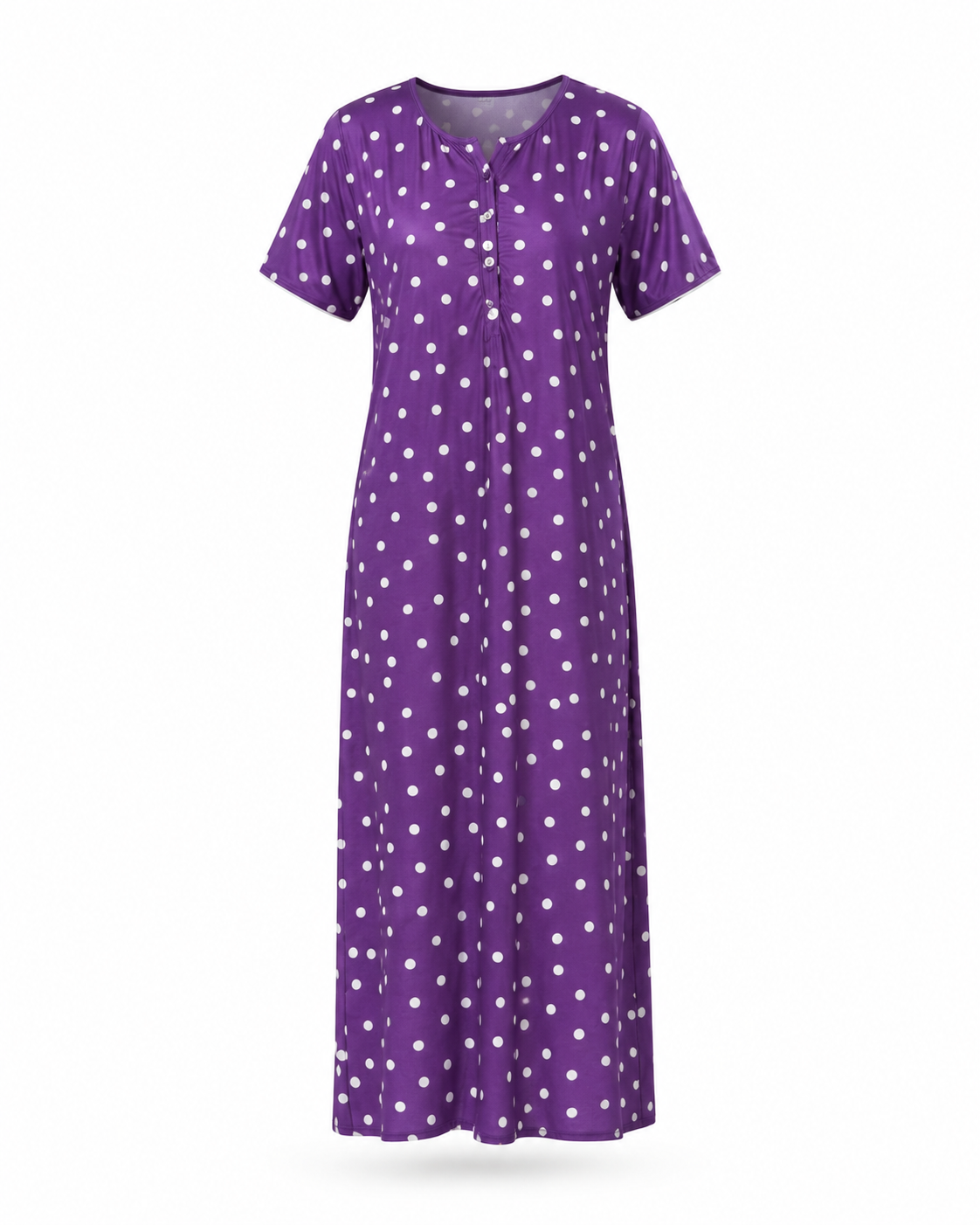 Zohroze Purple Polka Dot Satin Feel Nightgown