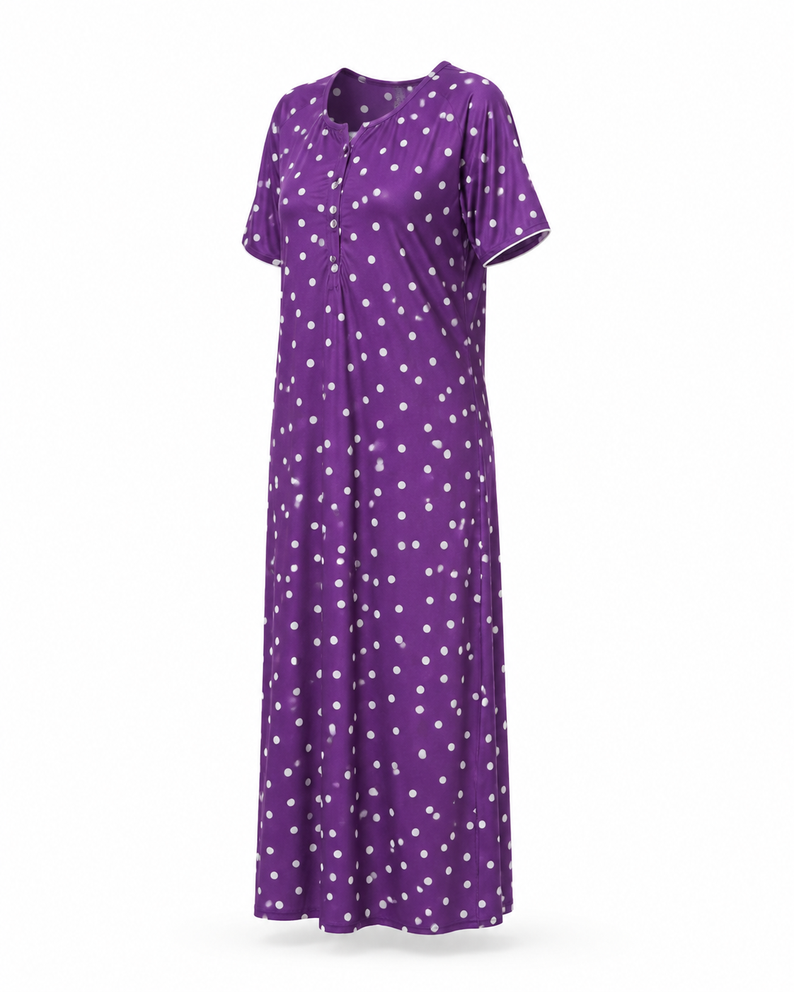 Zohroze Purple Polka Dot Satin Feel Nightgown