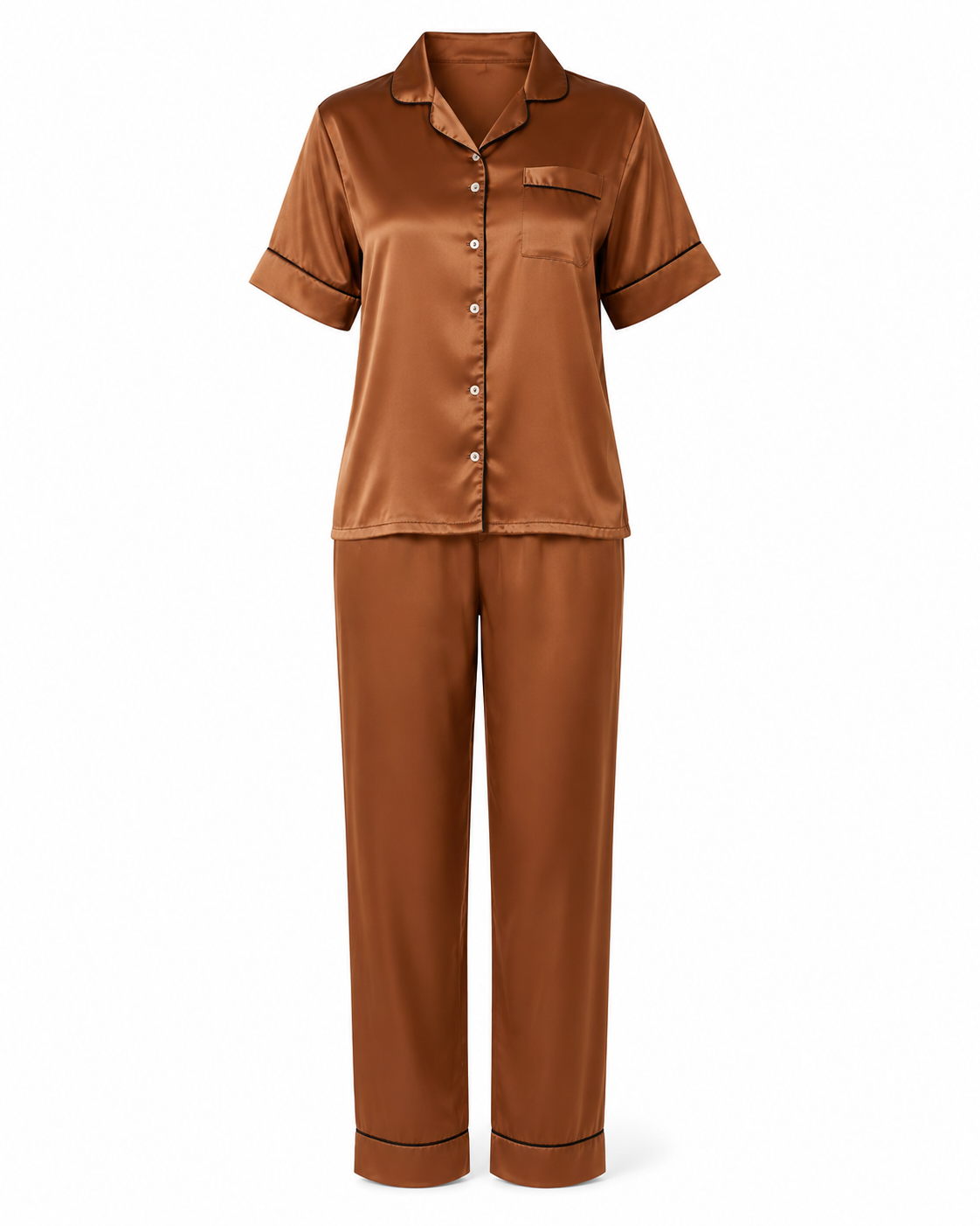 Zohroze Bronze Italian Satin Nightsuit Set