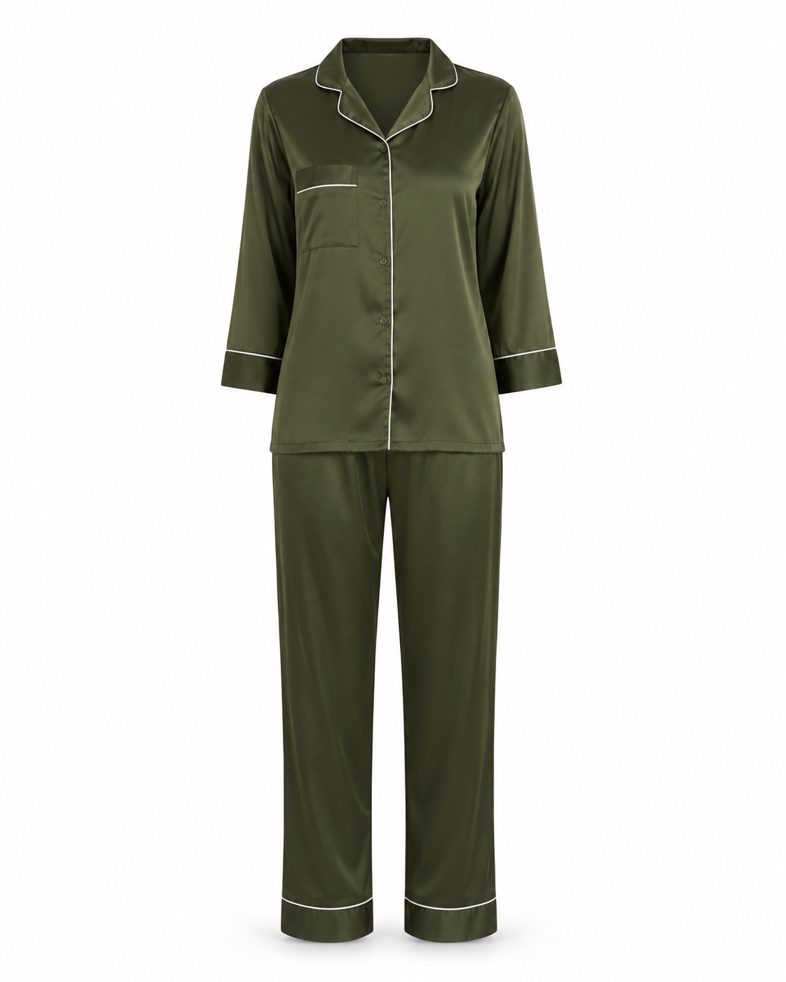 Zohroze Olive Grove Armani Satin Nightsuit Set